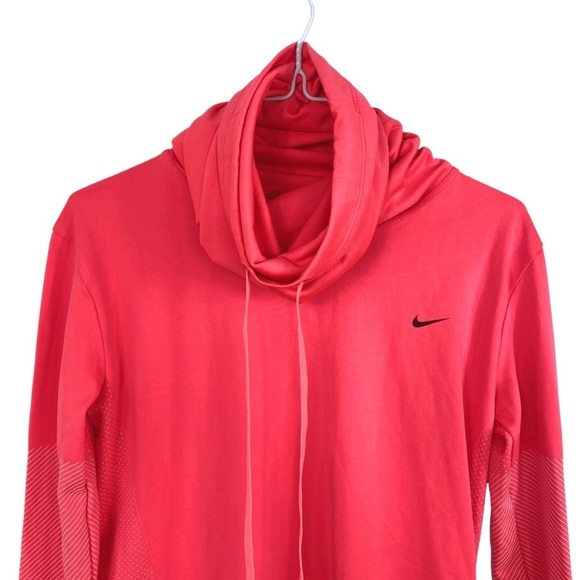 NIKE Dri-Fit Turtleneck Knit Infinity Coverup Training Shirt In Shocking Pink - Picture 4 of 9